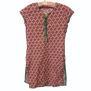 Biba Girls Floral Tunic Dress Size 10 Pink Bird Tassel Boho Folk Cottagecore